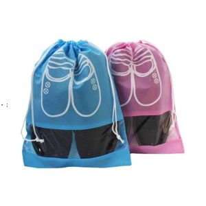 Sacos de armazenamento para sapatos Sacos de armazenamento para pó Saco para sapatos Home Thicken Storage Bag Saco para pó não tecido Bolso com cordão 5 cores JN08