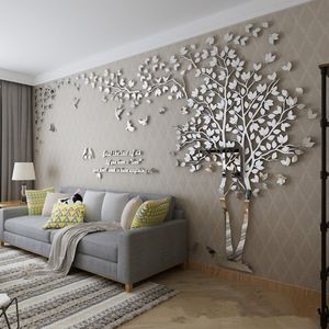 Adesivo de parede de tamanho grande árvore decorativo 3D DIY Art TV fundo papel de parede decoração de casa sala de estar adesivos de interior acrílico