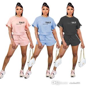 Womens Designer Tracksuits Casual Two Piece Set 2023 Summer Fashion Letter Printed Round Neck Short Sleeve Shorts Jogging Suit