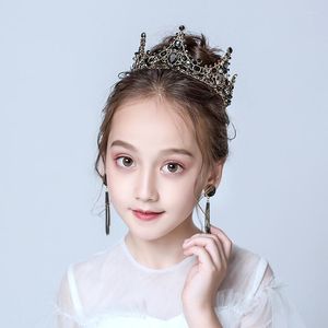 Hair Clips Baroque Black Tiaras And Crown Crystal Wedding Accessories Elegent Bridal Headband Kid Flower Girls Jewelry