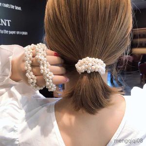 Other 1Pcs Fashion Pearl Hairband Beaded Head Rope Girl Hair Ring Rubber Band Ponytail Elastic Accessory R230608