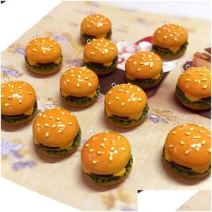 Charms Carino Mini Resina Hamburger Sandwich Pendenti Per Orecchini Fai Da Te Portachiavi Moda Gioielli Che Fanno Risultati Consegna Goccia Componen Dho0G