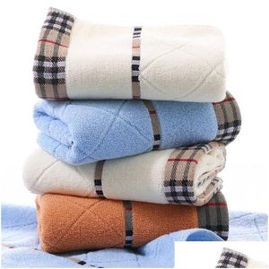 Handduk Pure Cotton Super Absorbent Large 34x75cm tjocka mjuka badrumshanddukar Bekväma Drop Delivery Home Garden Textiles DHDG8