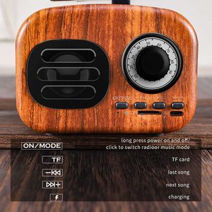 Portabla högtalare Bluetooth -högtalare Retro trä Portabel trådlös högtalare utomhus för ljudsystemradiomusik Subwoofer