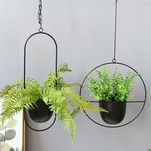 Planters Pots Metal Hanging Flower Pot Nordic Chain Planter Basket For Home Balcony Decoration 230607