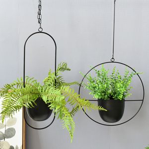 Planters Pots Metal Hanging Flower Pot Nordic Chain Planter Basket for Home Balkony Decoration 230607