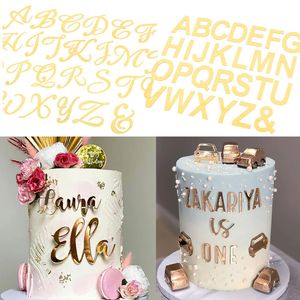 Other Event Party Supplies 26 Uppercase Letter Cake Decor Golden Acrylic DIY Personalise Name Topper For Wedding Birthday Baby Shower 230607