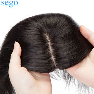 Lace SEGO 10x12cm Silk Base 2.5x9cm Hair Toppers 100% Human Hair Pieces For Women Hairpiece 4 Clips In Hair 230607