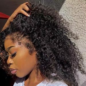 4C Krawędzie Blusteless Full HD koronkowe peruki dla czarnych kobiet Kinky Curly 100 Human Hair 360 koronkowe peruki Przednie Perukę Brazylijskie włosy czarne koronkowe peruki czołowe