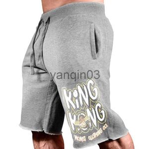 Shorts Masculino Verão Solto Algodão Estampado Shorts Casual Fitness Workout Academias Roupas Jogging Sweatshorts Comprimento do Joelho Shorts Tamanho Grande J230608