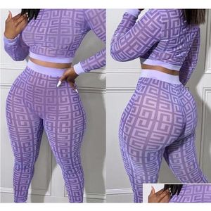 Women'S Tracksuits Luxury Designer Womens Sports Set Woman 2 Pieces Letter Pattern Two Peice Matching Sets Y Party Birthday Outfits Dhpak