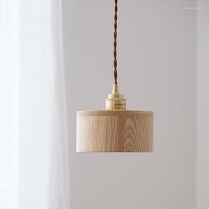 Pendant Lamps Nordic Modern Wood Lighting Lamp Loft Brass Fixture For Kitchen Restaurant Bar LED Hanging Light Home Decoration Lampara