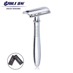 Razors Blades Baili Safety Razor Double Edge One Blade Shaver Classic Barber Wet Shaving For Men Women Beard Hair Borttagning med blad 230607