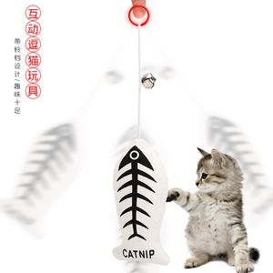 Produtos para animais de estimação Suprimentos de gato peixe simulado Gato Gatinho Corda elástica Brinquedos de sino de gato Brinquedo interativo divertido para animais de estimação 5 pçs/lote