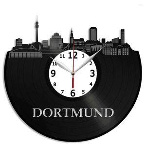 Relógios de parede Dortmund Skyline Art Clock Vintage exclusivo - Decoração de casa personalizada 12 polegadas
