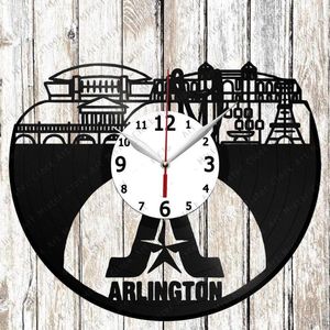 Relógios de parede Arlington Record Clock Decoração de arte para casa Design exclusivo Feito à mão Original Presente Preto Ventilador exclusivo