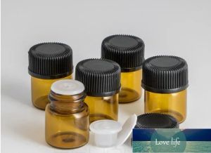 1ml (1/4 dram) Amber Glass Essential Oil Bottle perfume sample tubes Bottle with Plug and caps 1000pcs Classic