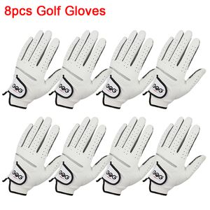 Luvas de ciclismo 8pcs luvas de golfe couro de carneiro genuíno homens luvas esportivas antiderrapantes esquerda direita para golfista luva de golfe masculina macia respirável 230607