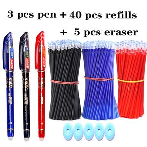 Kulspetspennor 48 datorer Erasable Gel Set Eraser för att skriva kawaii Stationery Washable Handle Pen Spinning School Supplies 230608