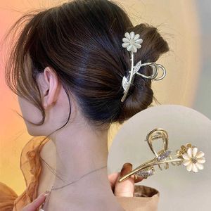 Ciondola Lampadario Donna Metallo Tornante Artiglio Clip Ragazze Eleganti Fiori d'oro Barrette Granchio Coda di cavallo Perla Strass Copricapo Accessori per capelli Z0608