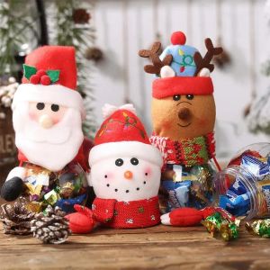 Christmas Plástico Jar Tema Pequenas sacolas de presente Candy Box Crafts Decorações de festa em casa