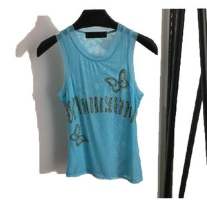 New designer womens t shirt high-end translucent lace sexy women top Hollow Out Rhinestone short sleeve vest luxury fashion Apparel Fashion tees