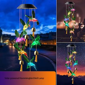 Blinds Color Changing Solar Power Wind Chime Crystal Ball Hummingbird Butterfly Waterproof Outdoor Windchime Light For Patio Yard Garde 230608
