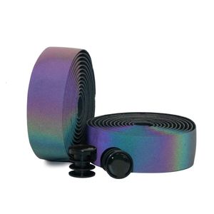 Bike Handlebars Components Cycling Bar Tape Road Noctilucent Dazzle Handlebar Stripes Light Reflective Colorful MTB PU Leather Bicycle Fork Grip 230607