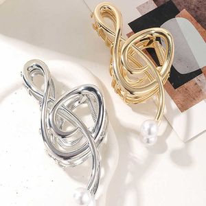 Dangle Chandelier Metal Pearls Geometric Hair Claws Personality Musical Notes Spoon Fork Crab Hair Clips Gold Silver Barrettes Women Ponytail Clip Z0608
