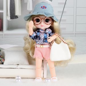 Dolls 16cm 112 Bjd Doll High Quality 13 Movable Jointed With Clothes Long Wig Dress Up Play House Plastic DIY Toys For Girls Gift 230608
