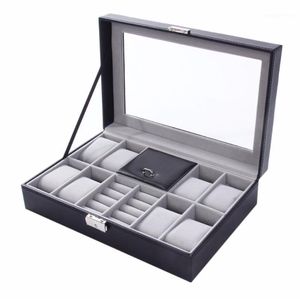 Watch Boxes & Cases Box 8 3 Mixed Grids 30 20 8cm Leather Suede Inside Word Buckle Storage Jewelry Ring Display Mens Case Top 1274Z