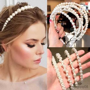 Andra kvinnor eleganta fulla pärlor enkla hårband söta pannband prinsessor hår hoops prydnad huvudband mode flicka tillbehör R230608