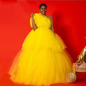 Capris Yellow affascinante maxi gonna per donna abito da ballo a più gighe da sera a livello di tulle gonna africana da donna africana per un servizio fotografico no top