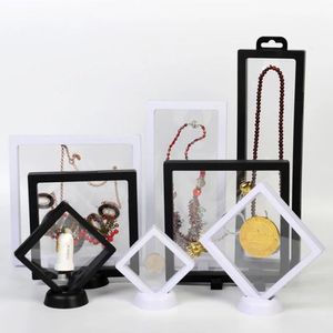 Frames 510PCS Display Box 3D Floating Frame Holder Stand Clear Jewelry Ring Coin Case 230608