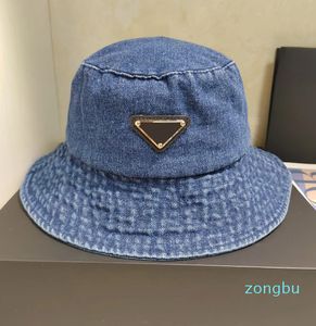 Chapéu de pescador feminino 2023 acessórios de moda chapéu de aba grande algodão denim diagonal letras geométricas viseira de sol de verão balde