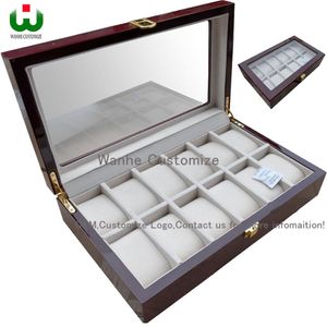 Factory 12 Grids Rectangle 33 20 8 5cm High Grade Quality Watch Storage Boxes Cases Windows watch show box Watch s Displa326Y