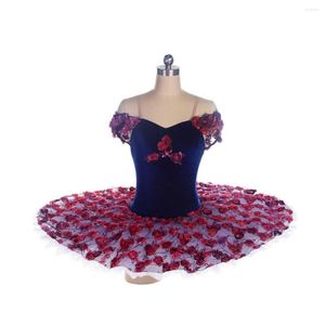 Stage Wear Adult Or Kid Blue Top And Purple Tutu Dress Red Flower Adorned Ballet Tutus Esmeralda Dance Costumes Drop