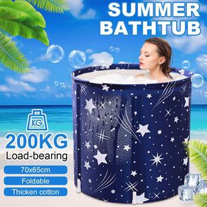 Other Bath Toilet Supplies JETEVEVEN Portable Bathtub Folding Bath Bucket Thicken Shower Barrel Large Adult Tub Baby Swimming Pool Family Bathroom SPA Tub 230607