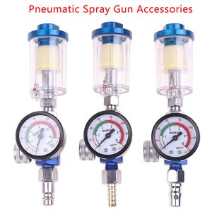 Spray Guns Blue Clear Spray Gun Air Regulator Gauge In-line Oil Water Trap Filter Separator JP/EU/US Adapter Pneumatic Tools For Airbrush 230607