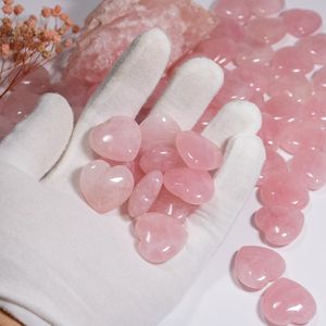 Cristallo 8 pz/lotto Perline Cuore Senza Foro Rosa Pietra di Cristallo Charms Amore 25mm Naturale Per La Creazione di Gioielli
