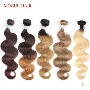 Volumes de cabelo MogulHair 1 Pacote Corpo Ondulado Ombre Mel Loiro Cor Natural Destaque Marrom 1B 613 Cabelo Humano Indiano 10-30 inc 230607
