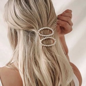 Dangle Chandelier Geometric Women Girl Hair Clips Barrette Gold Silver Metal Circle Geometry Grips Korean Crystal Pear Hairpins Holder Accessories Z0608