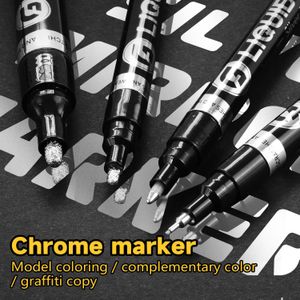 Markörer Elektroplätering Mirror Silver Marker Paint Pen Chromeplated Metal Waterproof Tire Ceramic Touchup Pennor 1mm3mm NIB 1PCS 230608