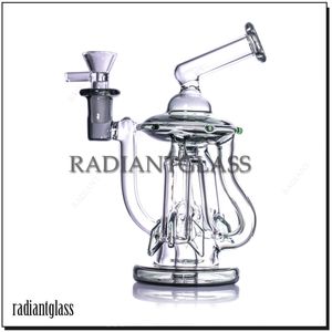 Designer berauschende Glasbong 18 cm Raumschiff Recycler Bongs Neue Form Disffusioned Perc mit Schüssel Glaspfeife Tabak Rauchen Zukunftselement