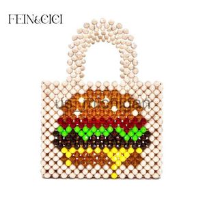 Evening Bags beaded bag designer burger small tote handbag women Clear Acrylic crystal stone bead box party purse J230608