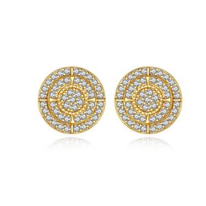 Stud Hip Hop Mens Earrings Round Shape Shining White Zircon Dangle Bling Gold Plated Jewelry Wholesale Drop Delivery Dhzd3