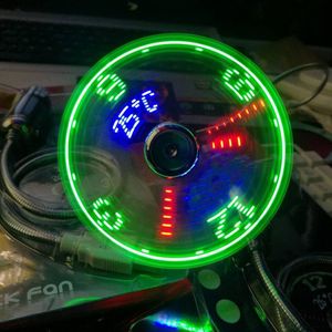 Other Home Garden USB Gadgets Clock Fans Time And Temperature Display Small Night light Metal Mini Fan Summer DC 5V By Laptop Mobile Changer PC 230607