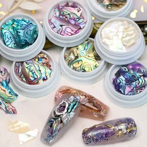 Nail Art Decorations 2Jar High Quality Colorful Irregular Natural Sea Shell Texture Thin Abalone Slice Pallitte Sequins Manicure Decals Tip 230608