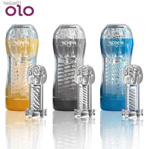 Olo Spiral Transparent Vacuum Sex Cup Aircraft Vagina Male Masturbator Cup Real Pussy Sex Toys For Men Adult Products L230518