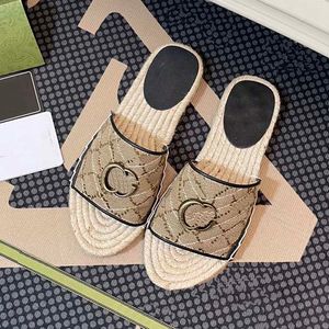 Fashion Retro Slippers Slide Sandals Shoes Youth women Woven Grass Slip On Flats Sandal Slides Outdoor Casual Sport Flip Flops Sneakers 001